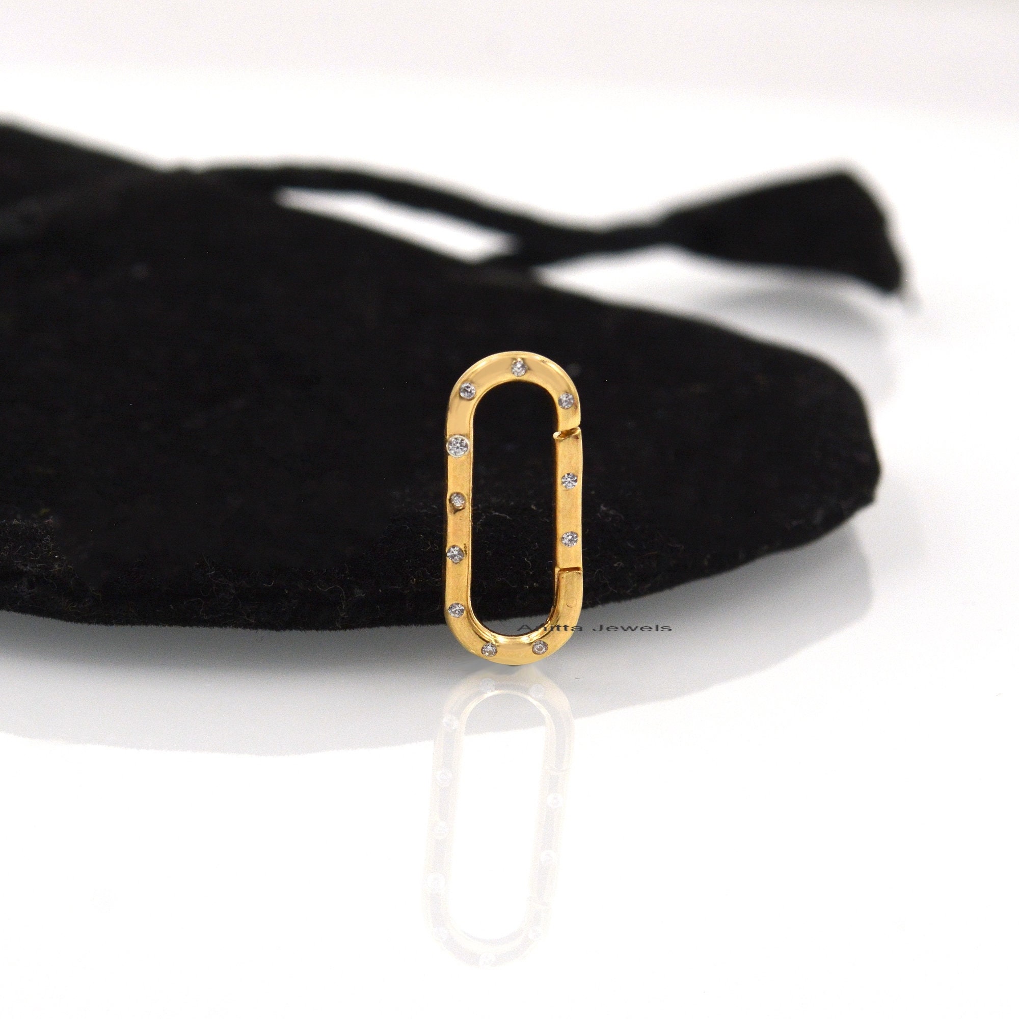 Handmade 9K Gold Charm Enhancer Lock: Diamond Jewelry Holder (20x10 MM) - View 3 - Anitta Jewels | SKU: etsy_759340242