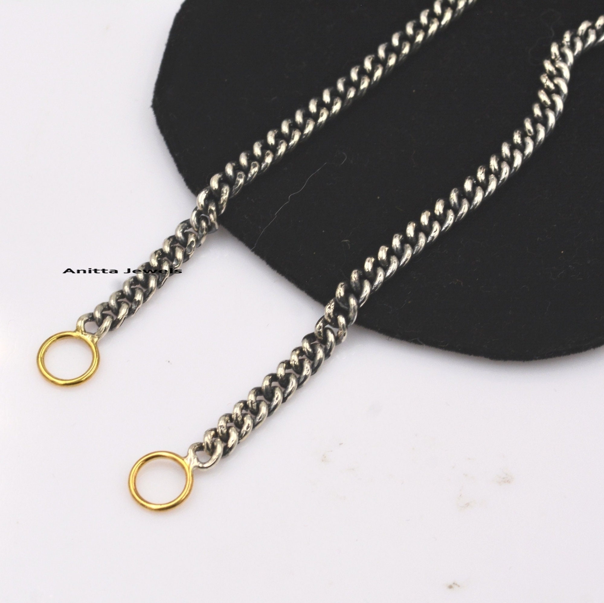 Handmade Oxidized 925 Silver Curb Chain Necklace (4.80 MM) - View 2 - Anitta Jewels | SKU: etsy_865625539