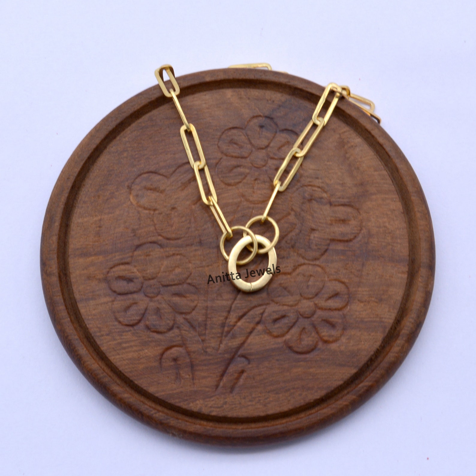 14k Gold Charm Holder 14k Gold Enhancer 14k Gold Push Lock Etsy