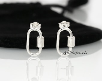 Orecchini a bottone in argento sterling con granato rosso: gioielli con pietre preziose boho - Italia