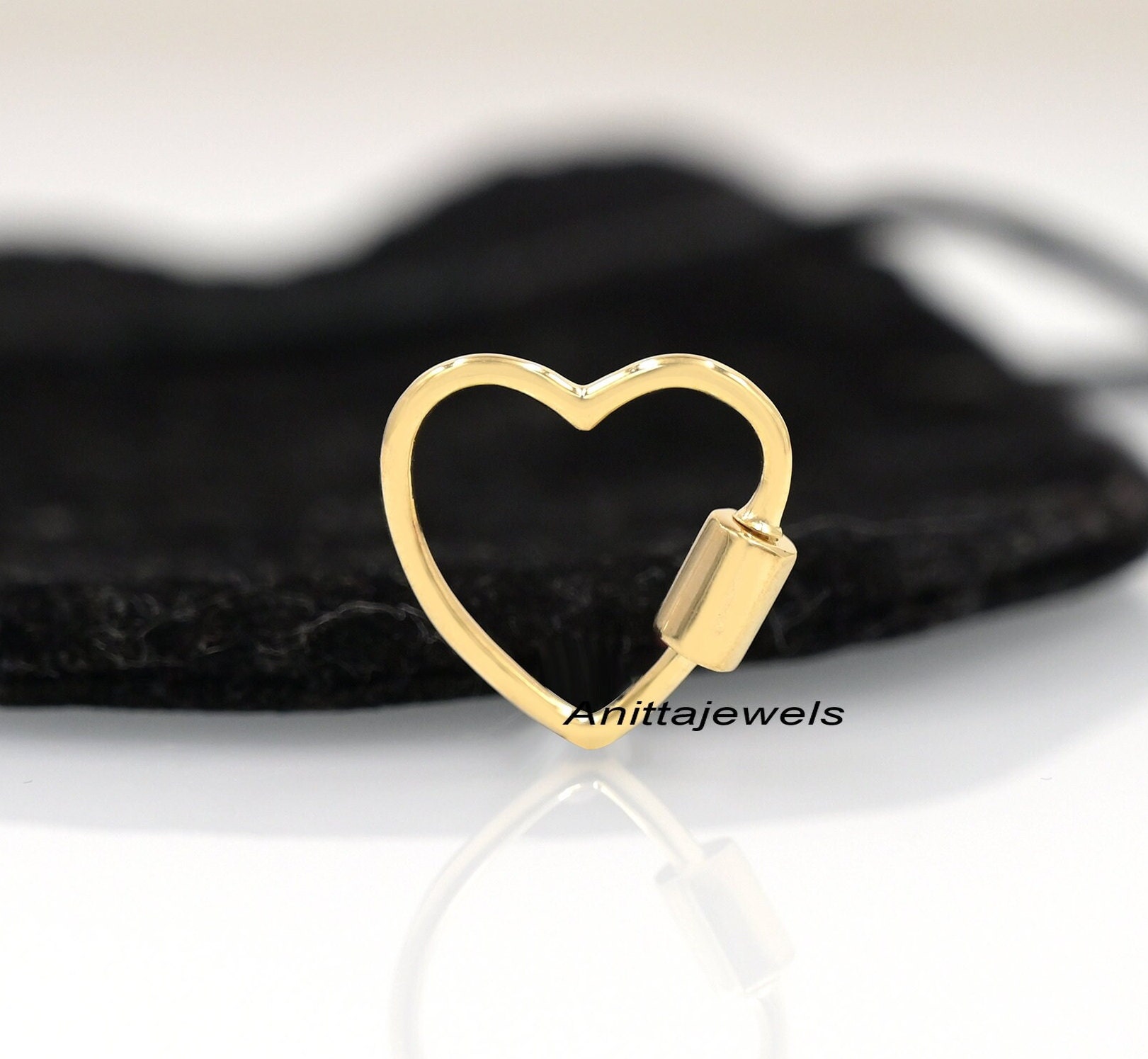 BASICS⭐︎GOLD PLATING HEART CARABINER Gold-plated Heart Carabiner Jewellery Carabiner | 9mm and