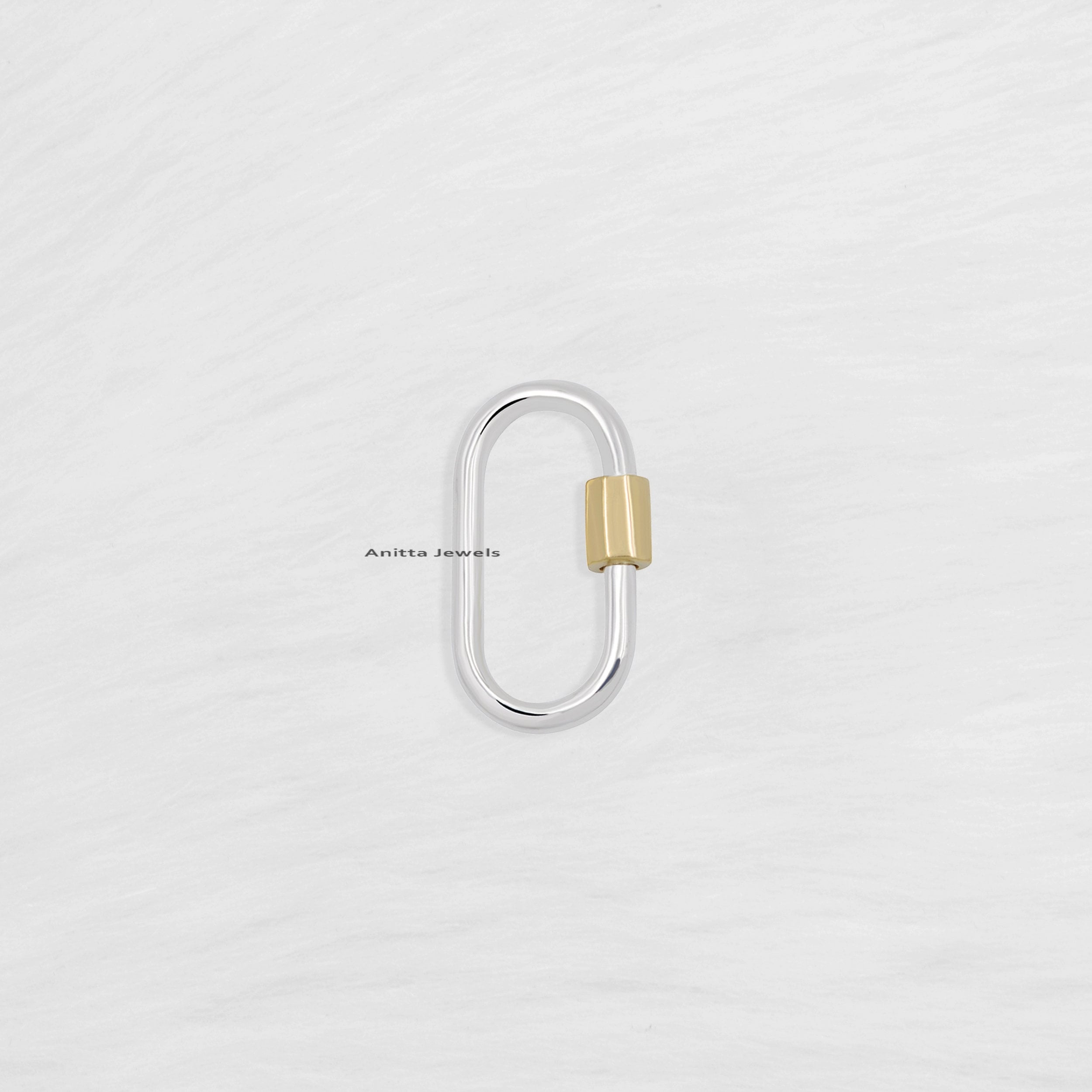 Two-Tone Carabiner Lock: 9k Gold Nut, 925 Silver Wire - View 7 - Anitta Jewels | SKU: etsy_1021012496