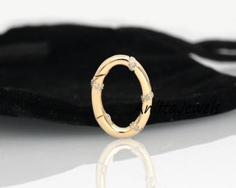 14K Gold Diamond Oval Enhancer Lock: Handmade Gemstone Holder