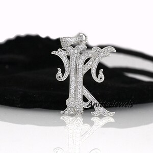 Single Cut Diamond Monogram, EM-ME Letter Monogram, 925 Silver Diamond Monogram, Pave Diamond Monogram Pendant, Custom Monogram Pendant