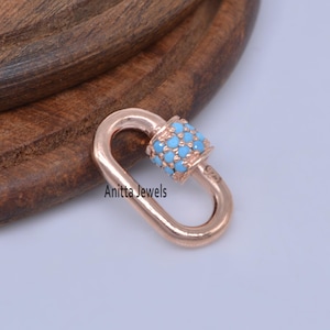 14K Gold Pink Sapphire Carabiner Lock,blue sapphire carabiner lock, 14K Gold Blue Sapphire Carabiner,14K Gold Sapphire Lock