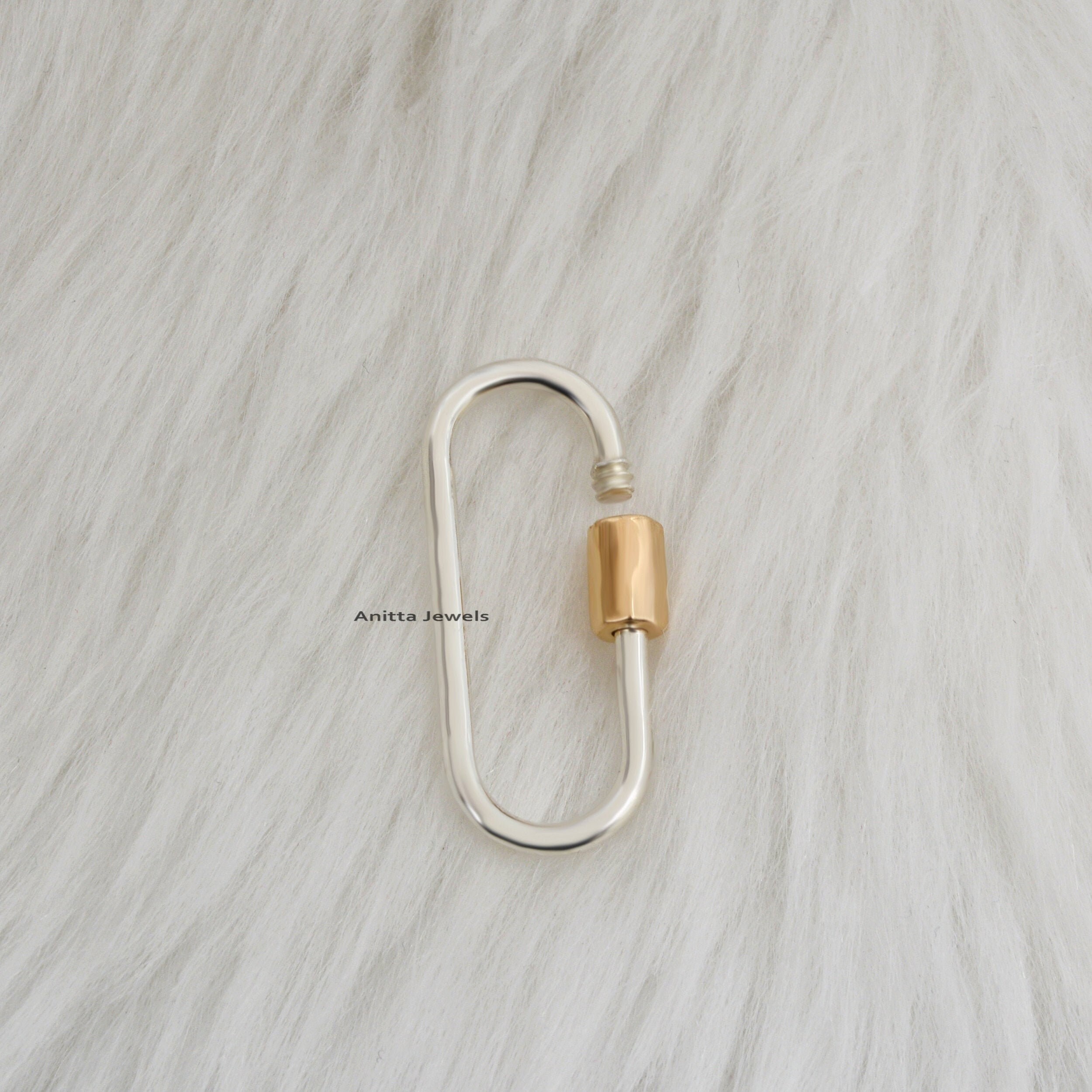 Two-Tone Carabiner Lock: 9k Gold Nut, 925 Silver Wire - View 5 - Anitta Jewels | SKU: etsy_1021012496