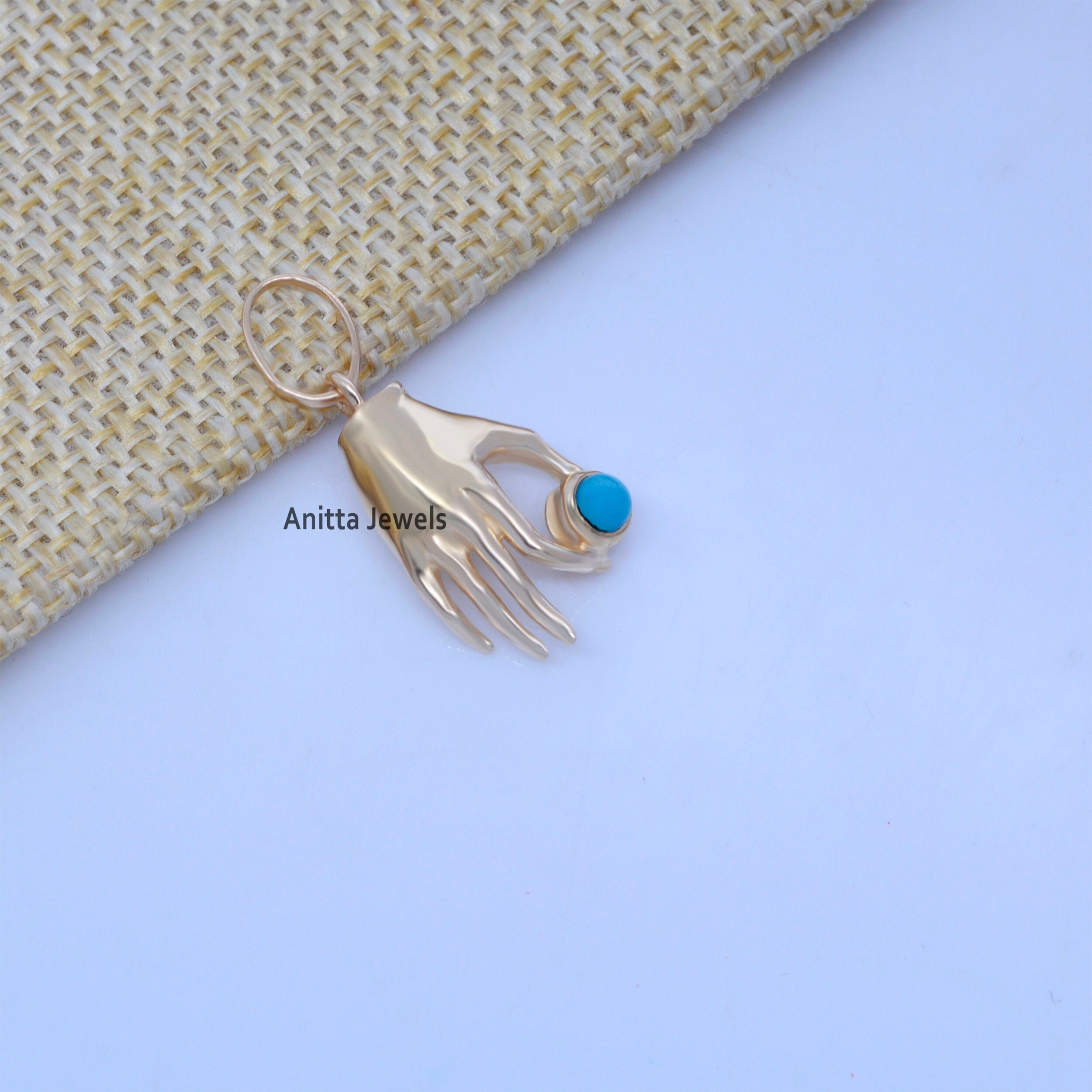 925 Silver Figa Hand Pendant: Gemstone Lucky Charm - View 4 - Anitta Jewels | SKU: etsy_969662519