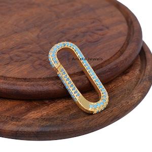 925 Silver Diamond Enhancer Link Lock, Turquoise Enhancer, Solid Silver Link Lock, Oval Enhancer Lock,Enhancer Charms Holder, Snap Push Lock