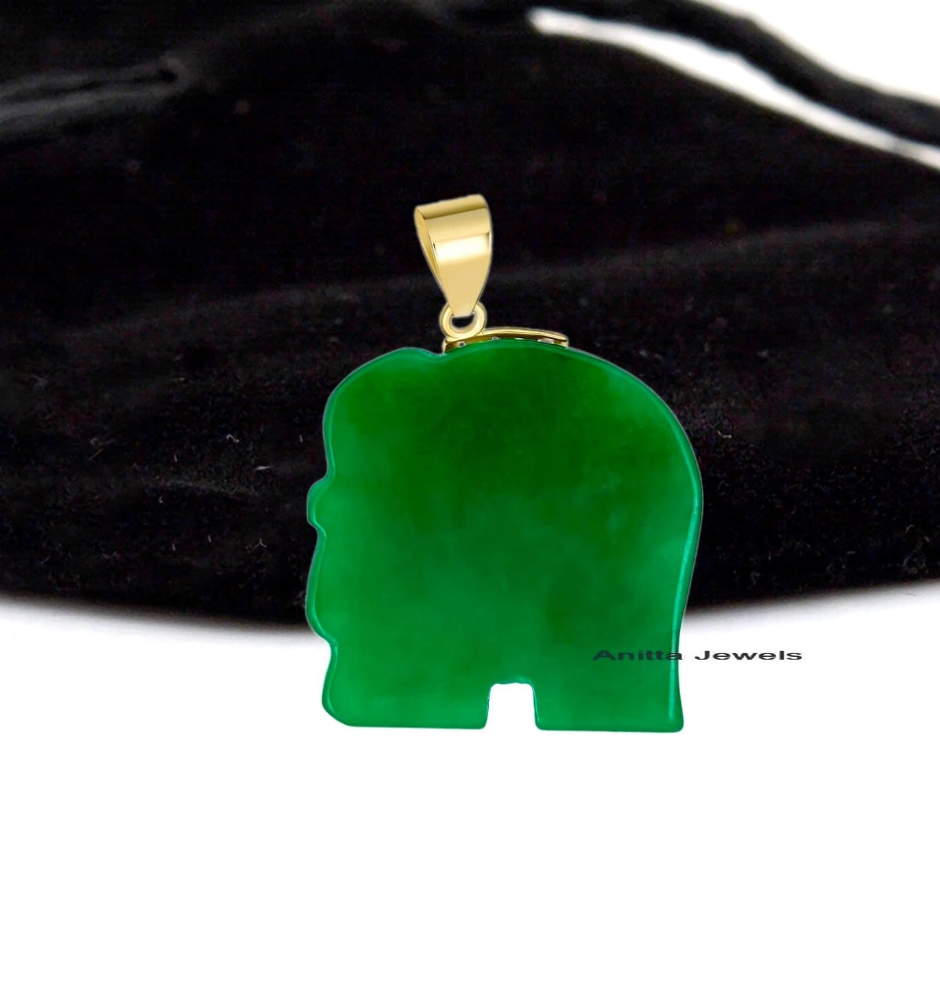 Hand Carved Malachite Elephant Charm: 925 Silver Pendant - View 5 - Anitta Jewels | SKU: etsy_1507370563