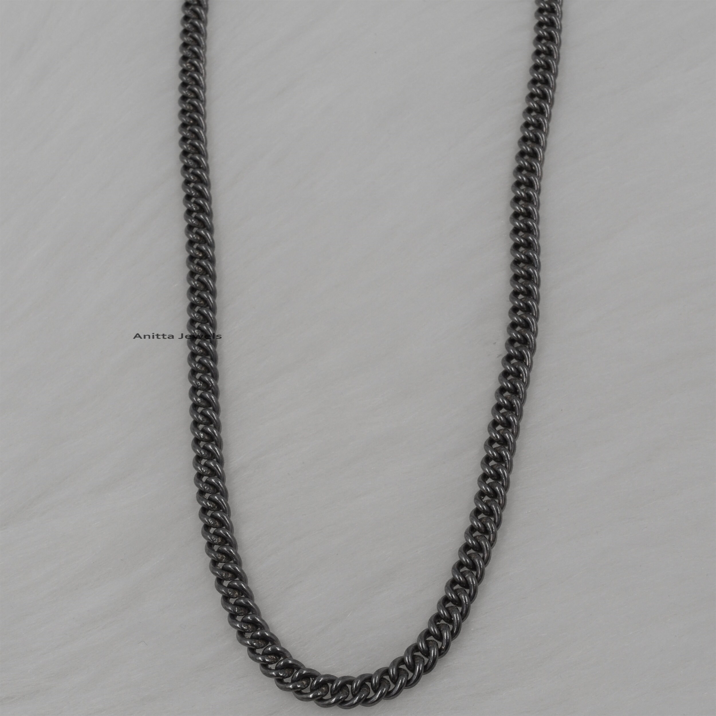Handmade Oxidized 925 Silver Curb Chain Necklace (4.80 MM) - View 6 - Anitta Jewels | SKU: etsy_865625539