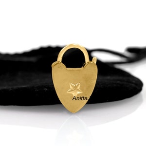 Gold Padlock Connector, 14K Solid Gold Heart Padlock, 9K Openable Padlock, Heart Padlock Pendant Jewelry, Gold Heart Padlock Pendant