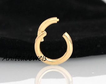 14k Gold Round Charms Holder, Circle Solid 14K Gold Charms Holder, Circle Enhancer, Gold Circle Charms Enhancer, Gold Link Lock