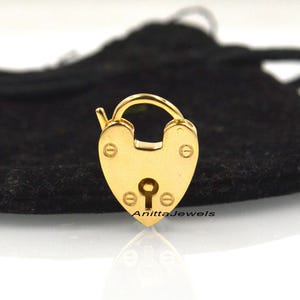 9K Heart Padlock, Handmade Padlock, 14k Gold Heart Padlock, Gold Padlock Jewelry, Padlock Paperclip Necklace, Gold Padlock
