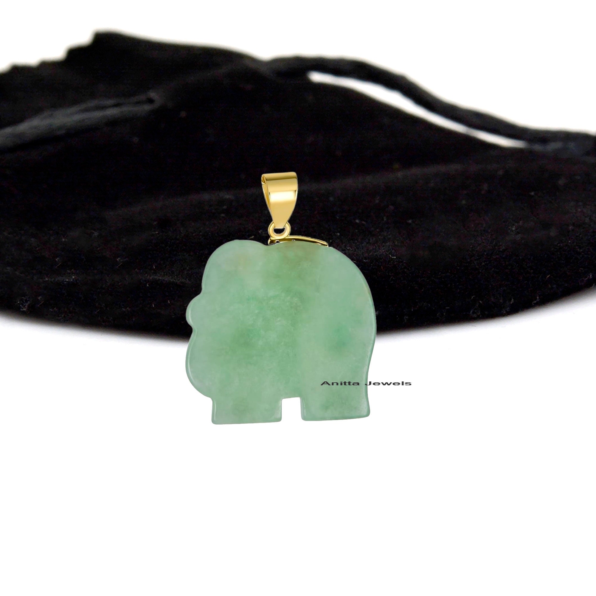 Hand Carved Malachite Elephant Charm: 925 Silver Pendant - View 7 - Anitta Jewels | SKU: etsy_1507370563