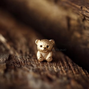 14K Gold Teddy Bear Earrings, Tiny Teddy Bear Flat Stud, Teddy Bear Baby Gold Earring, gold teddy bear post earrings, Gold Teddy Bear Studs