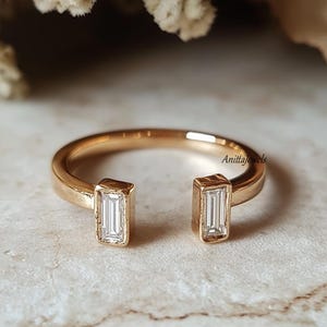 Baguette Diamond Cuff Ring: Sterling Silver Open Wedding Band