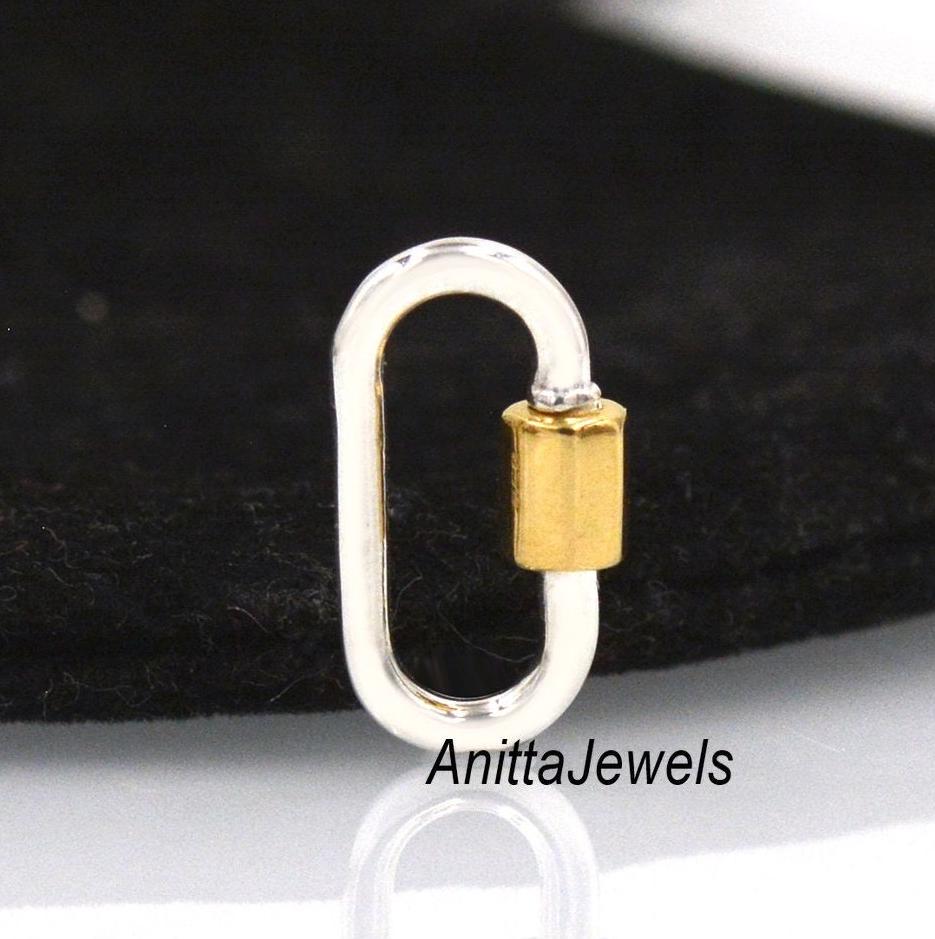 Two-Tone Carabiner Lock: 9k Gold Nut, 925 Silver Wire - View 3 - Anitta Jewels | SKU: etsy_1021012496