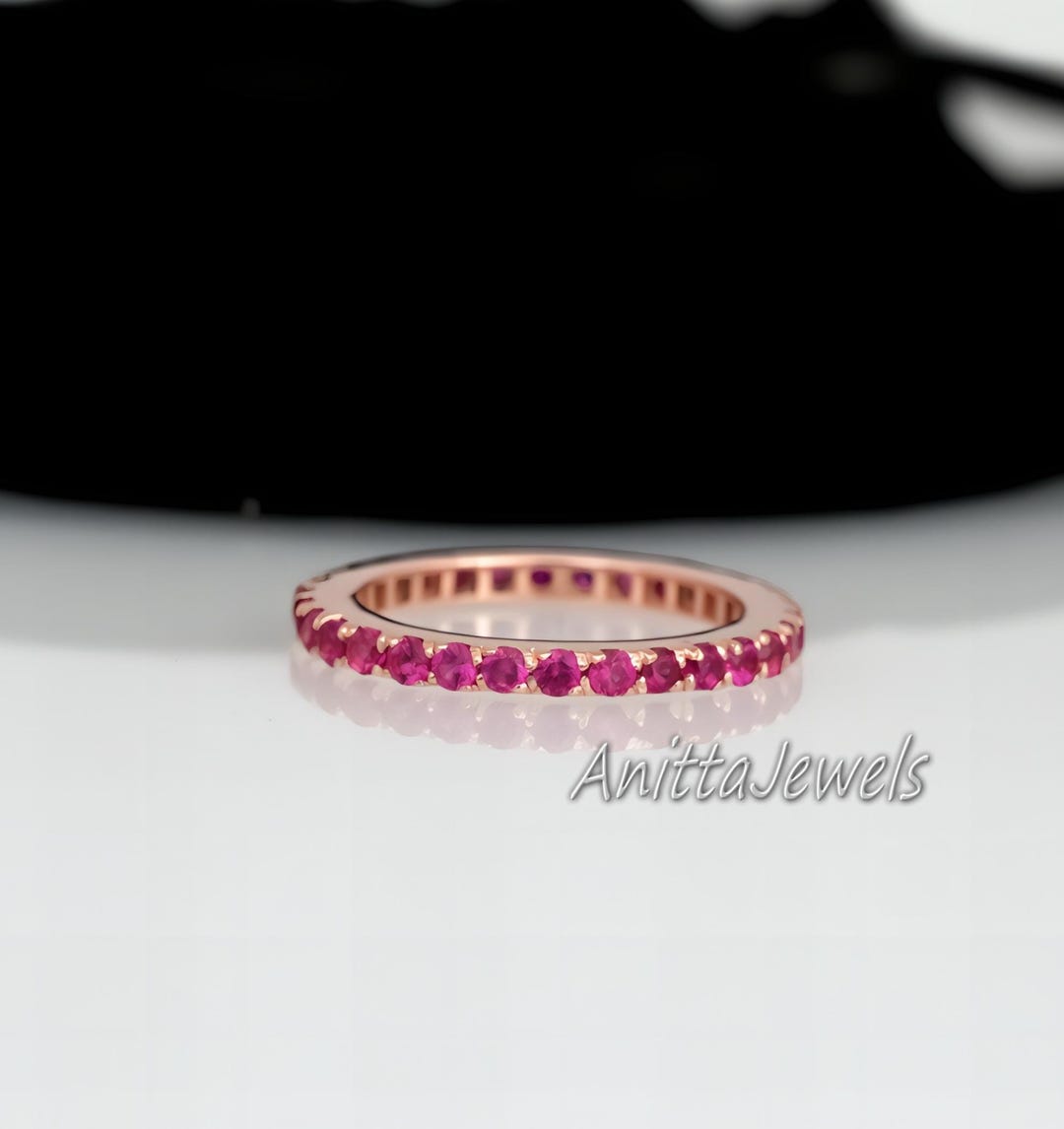 14k Solid Gold Ruby Eternity Band: Dainty Stacking Ring - Etsy