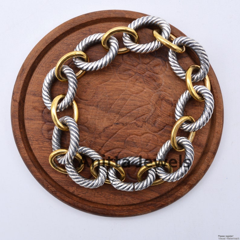 Designer Link Bracelet Carabiner Connector Bracelte Lock Gold Vermeil Bracelet Women Twisted Bracelets 925 Silver Twisted Wire Bracelet