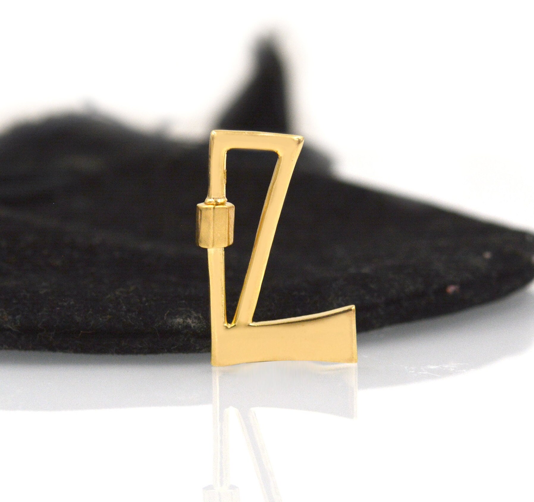 925 Silver Initial Carabiner Lock: Alphabet Letter Jewelry - View 3 - Anitta Jewels | SKU: etsy_922517829