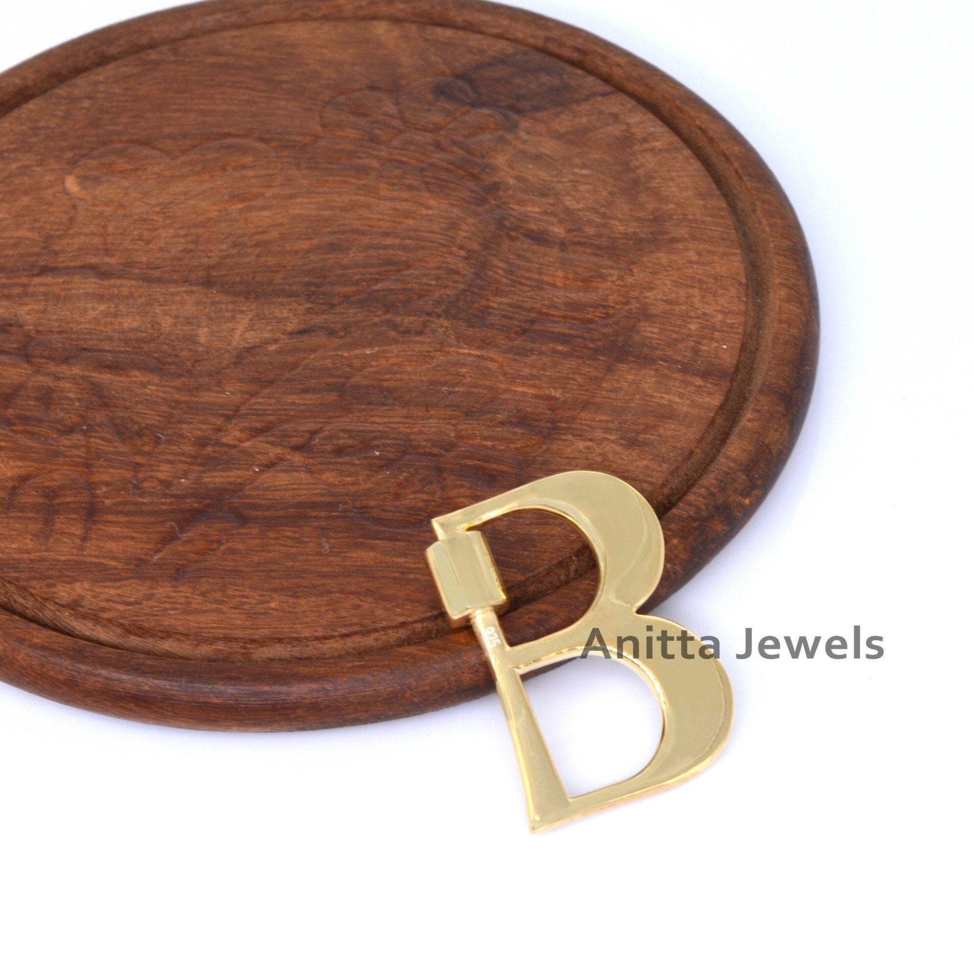 925 Silver Initial Carabiner Lock: Alphabet Letter Jewelry - View 6 - Anitta Jewels | SKU: etsy_922517829
