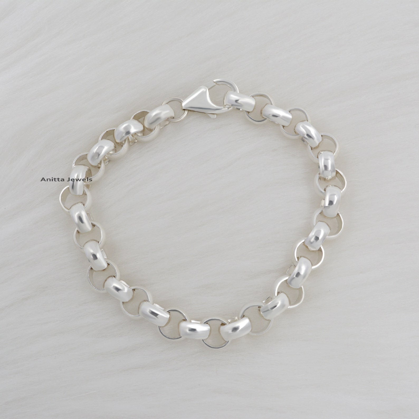 925 Silver Rolo Bracelet Large Rolo Bracelet Rolo Chain Etsy