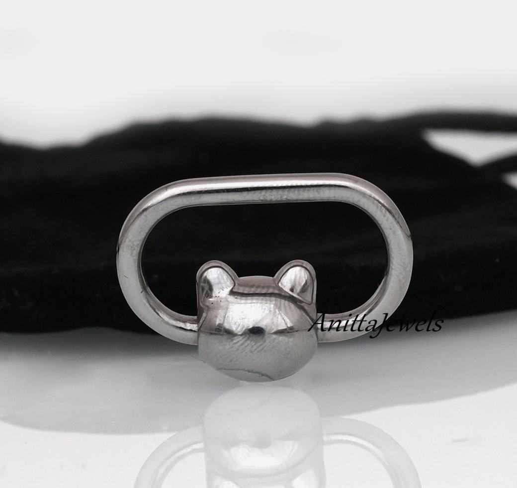 925 Silver Cat Carabiner Lock: Handmade Diamond Eye Clasp - View 6 - Anitta Jewels | SKU: etsy_777958237