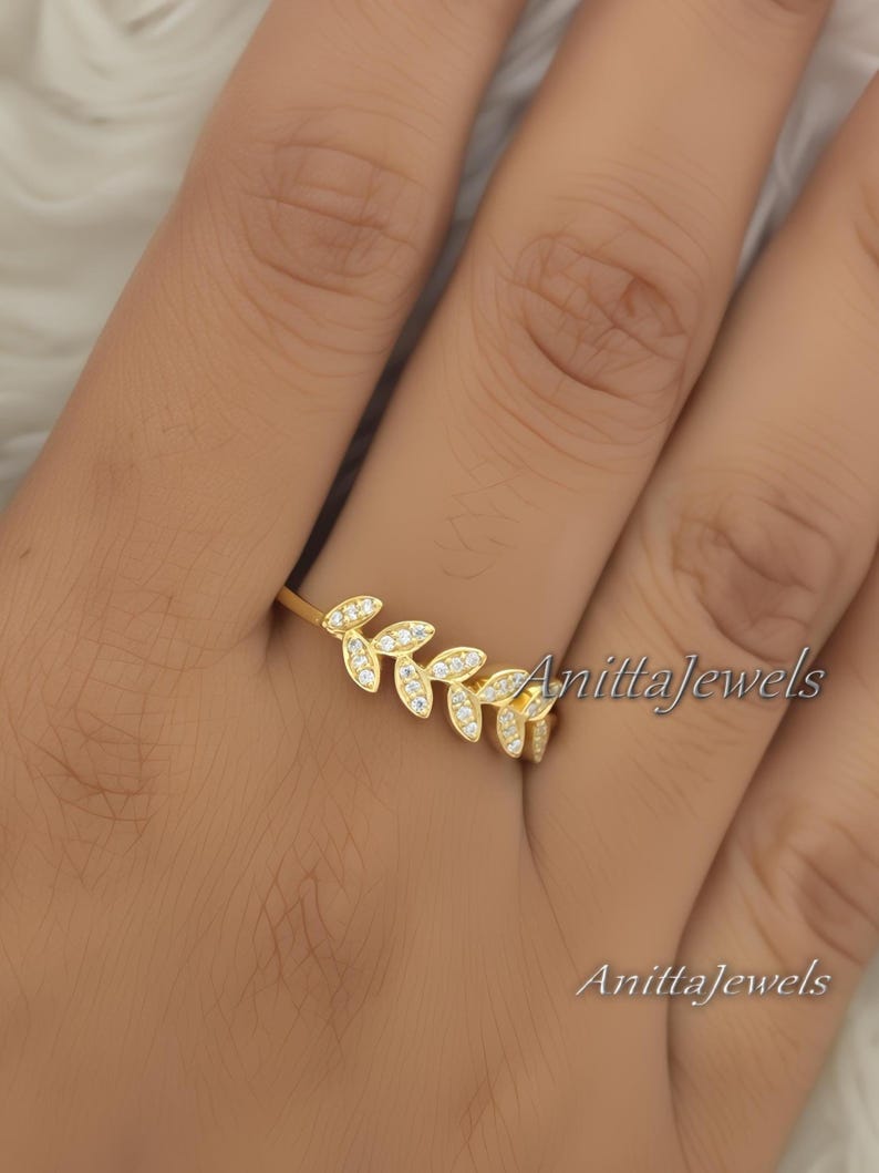 Half Eternity Leaf Motif Band, Marquise Cut Moissanite Diamond Band image 2