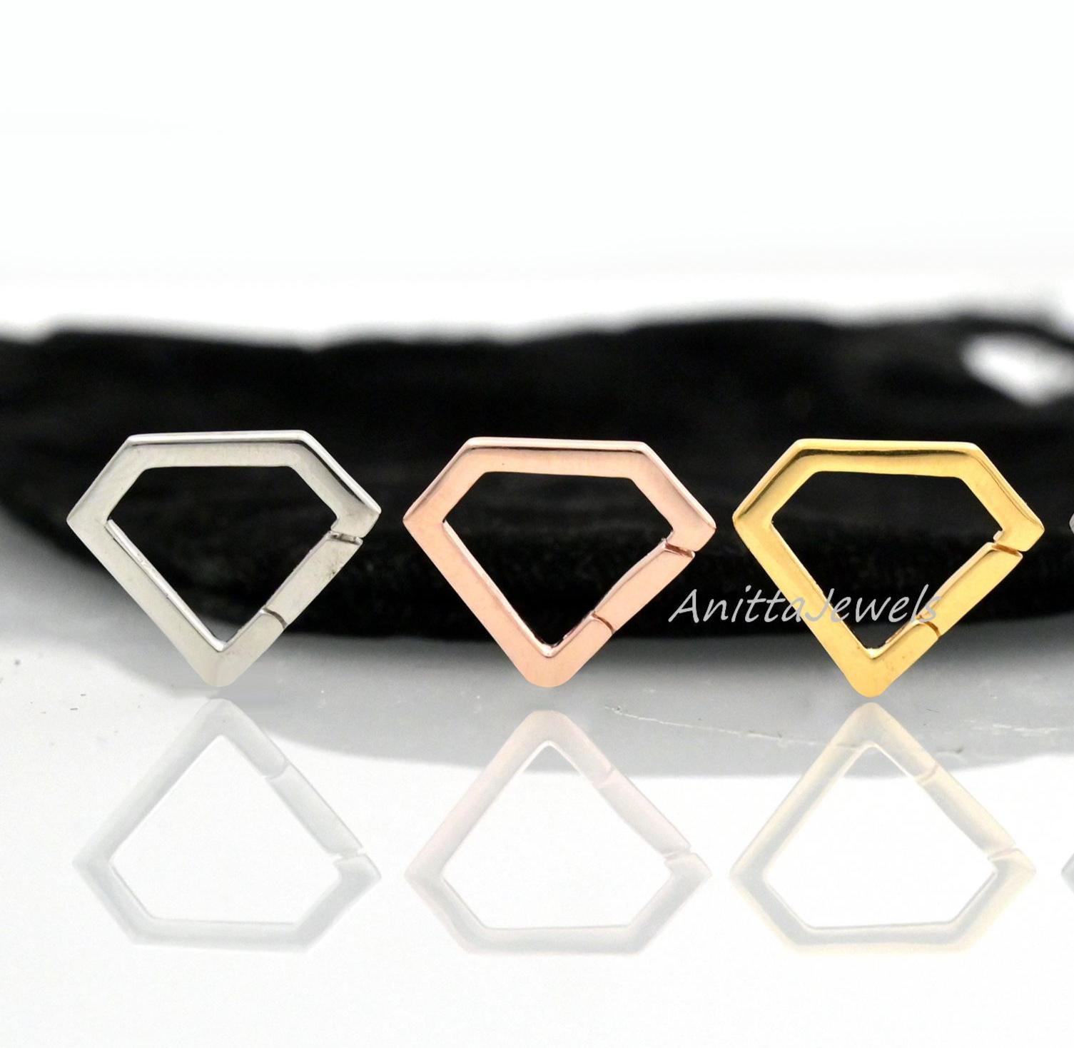 14K Gold Diamond Shape Charm Holder: Openable Connector, Handmade Enhancer - View 3 - Anitta Jewels | SKU: etsy_1454912961