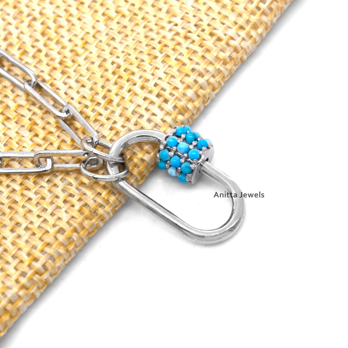 14K Gold Turquoise Carabiner Lock 14k Solid Carabiner Lock Etsy