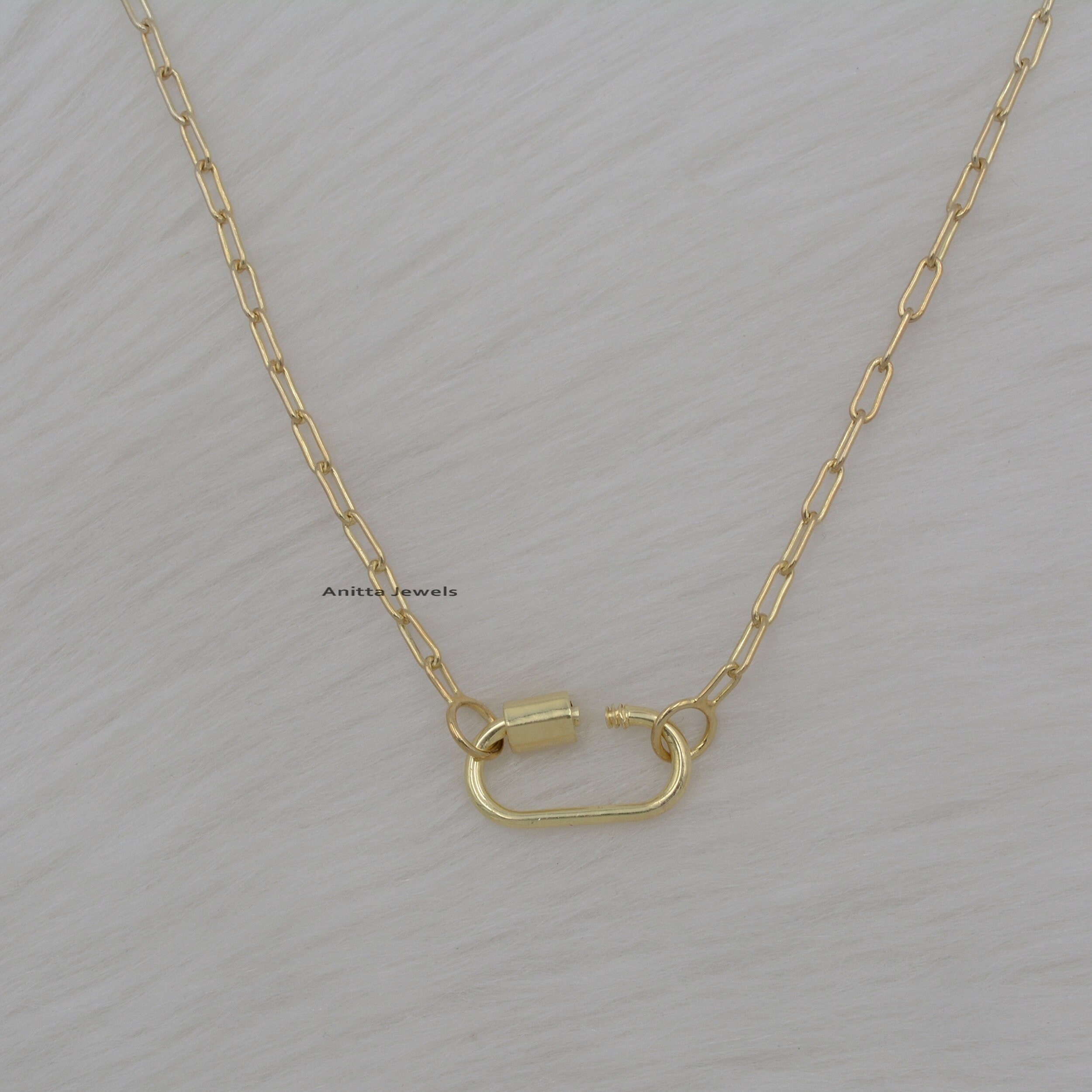 Carabiner necklace 14k gold deals