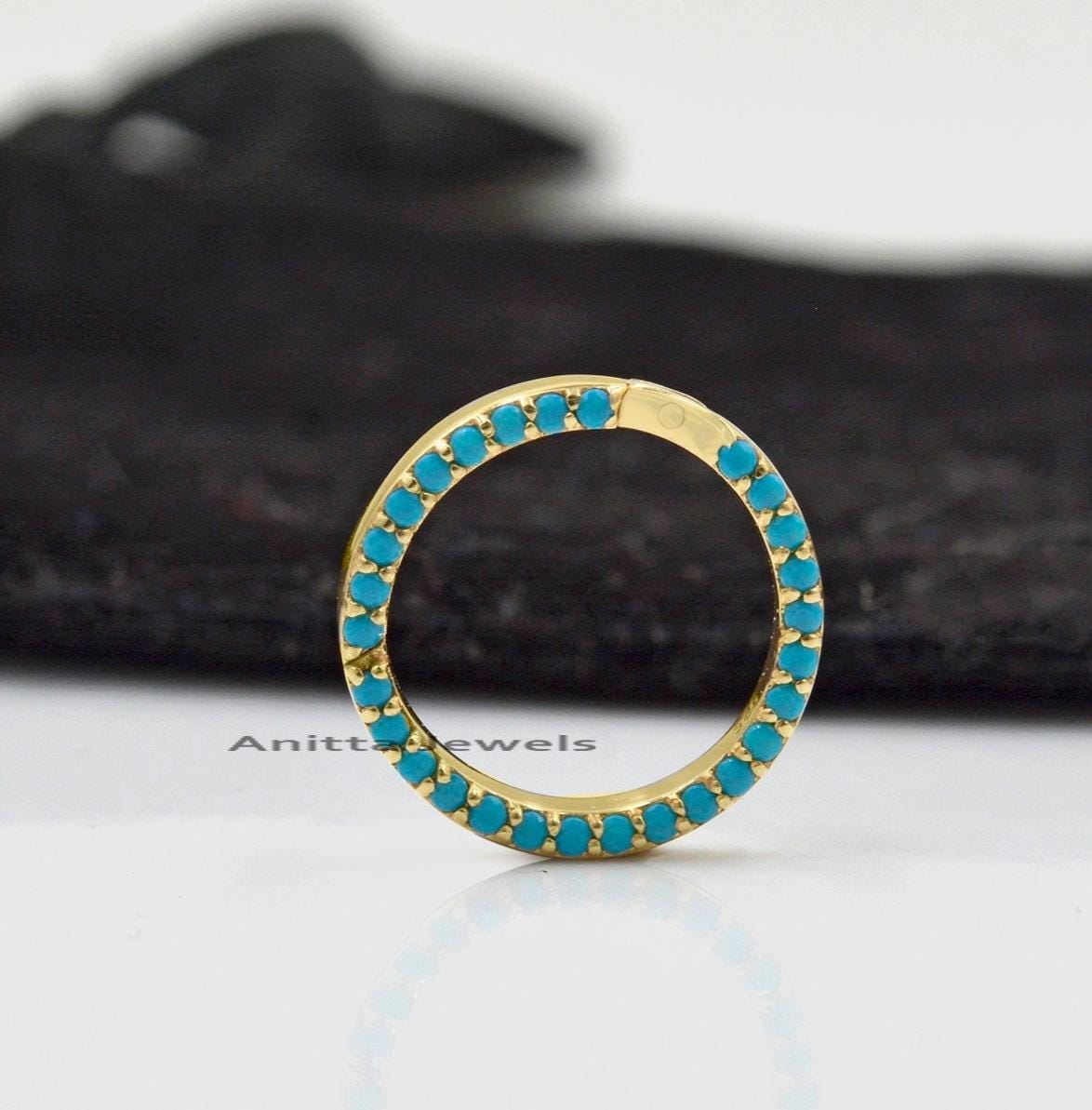 14k Gold Turquoise Charm Enhancer: Handmade Round Link Lock - View 5 - Anitta Jewels | SKU: etsy_1694934882