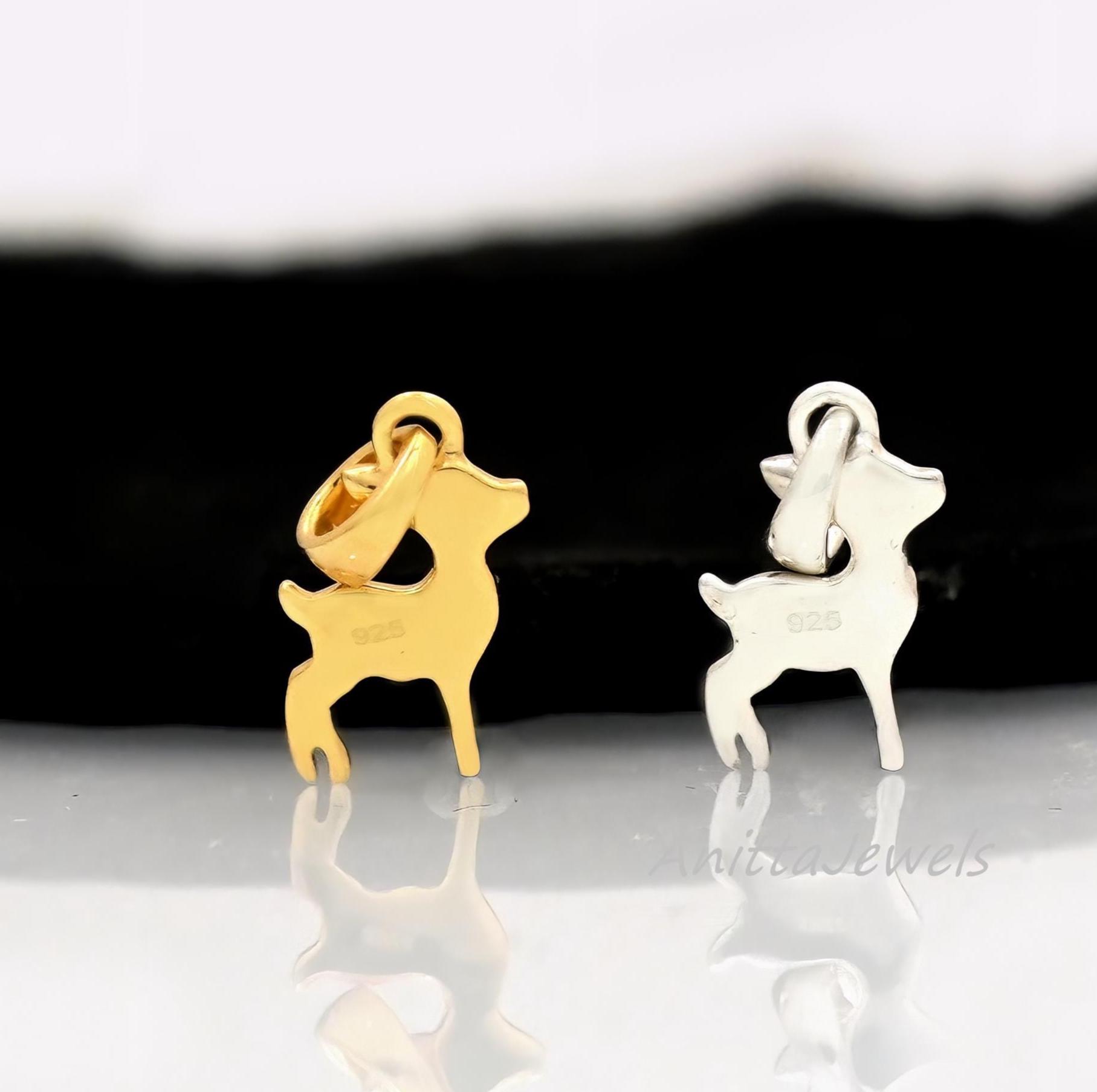 14k Gold Deer Pendant: Tiny Buck Animal Charm - View 2 - Anitta Jewels | SKU: etsy_1841171449