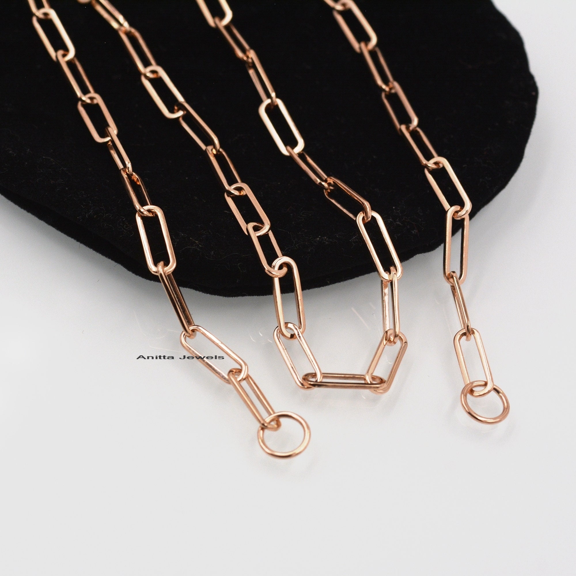 Handmade 14k Gold Paperclip Chain Necklace: Rectangle Link - View 5 - Anitta Jewels | SKU: etsy_1053840891