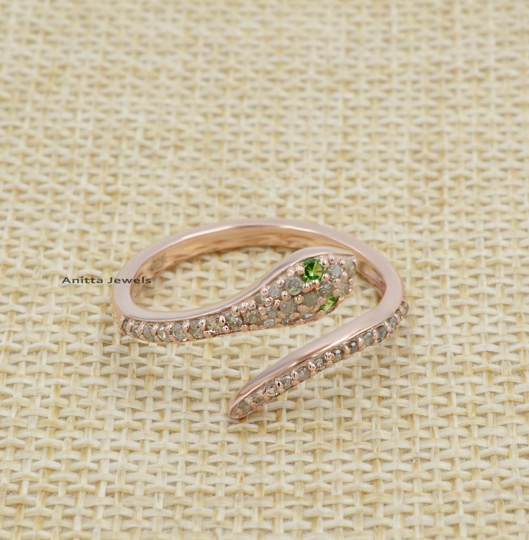 Pave Moissanite Snake Ring: Sterling Silver Serpent Animal Ring - View 2 - Anitta Jewels | SKU: etsy_918394134