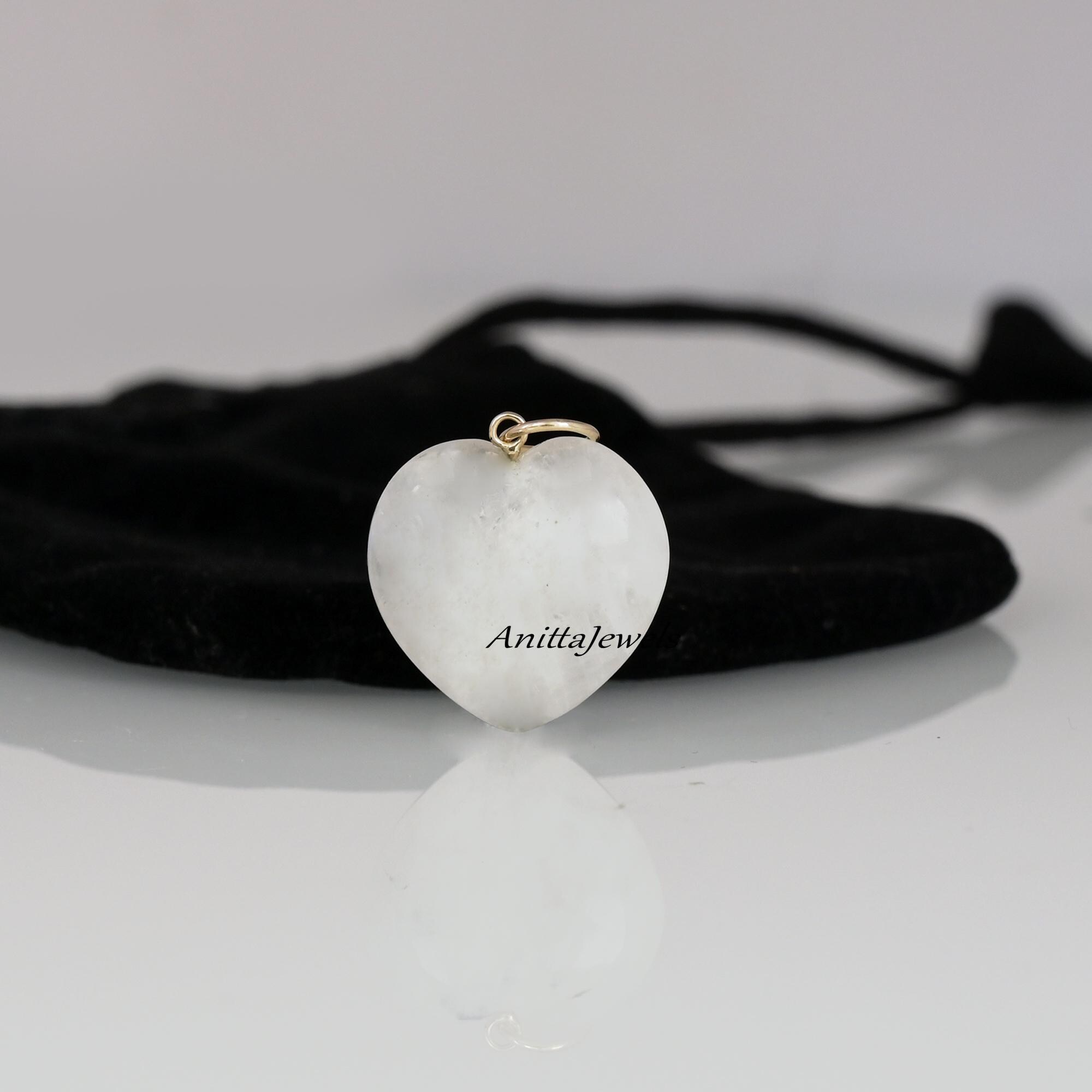 Pendentif Cœur Malachite Naturelle - Halo Moissanite, Argent Sterling 925 (neuf Sans Boîte)