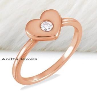Bezel CZ Heart Ring: 925 Sterling Silver, Simulated Diamond - View 3 - Anitta Jewels | SKU: etsy_1133368955