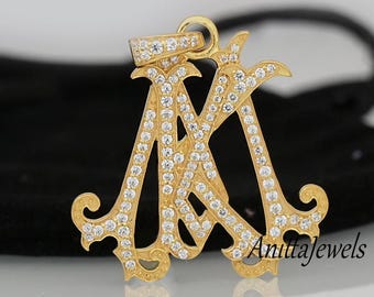 Diamond Monogram Pendant: Custom 925 Silver Alphabet Jewelry
