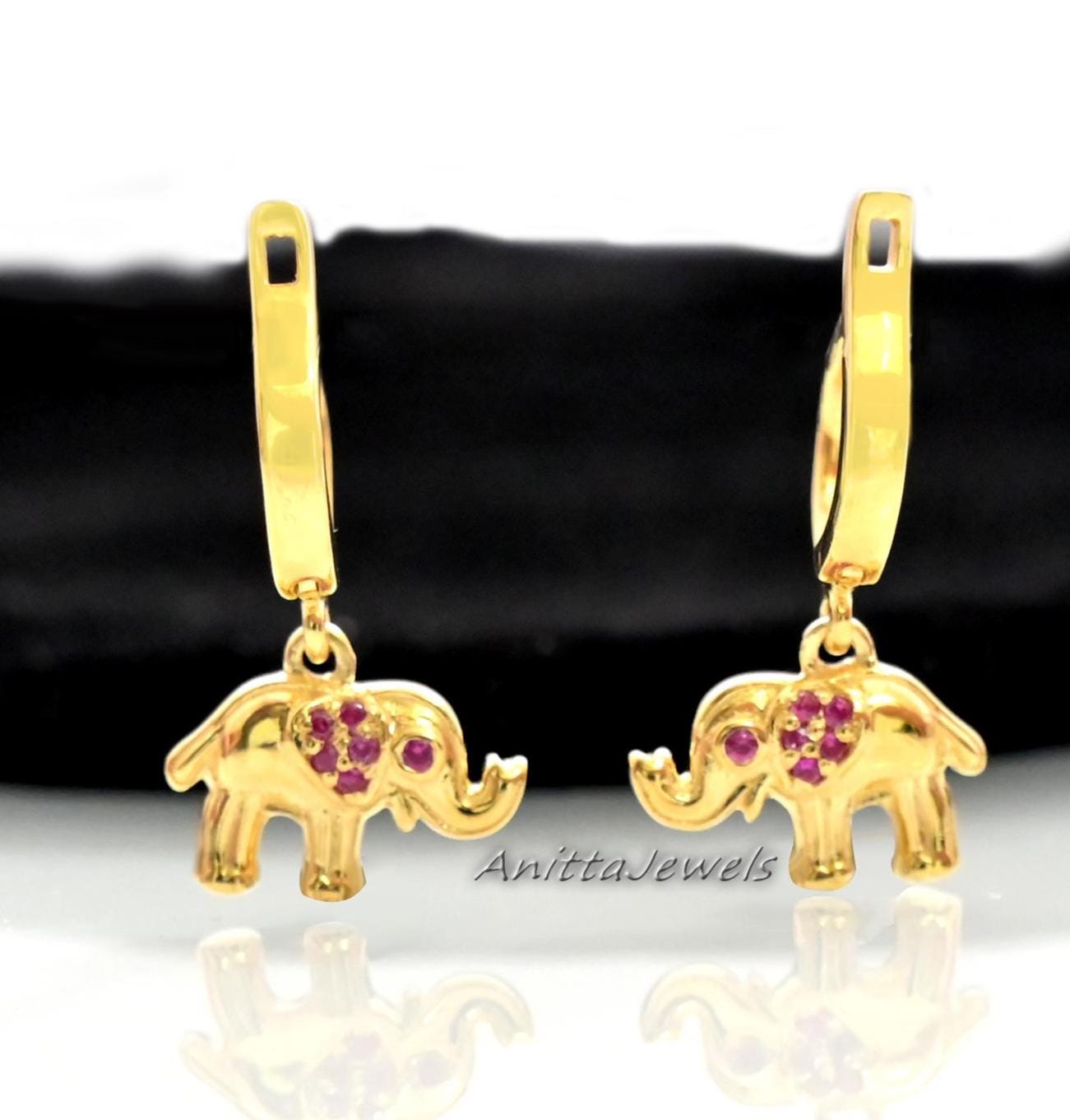 Sterling Silver Elephant Hoop Earrings: Dangle Charm Jewelry