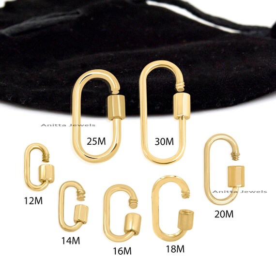 14k Gold Carabiner Lock, Gold Carabiner 