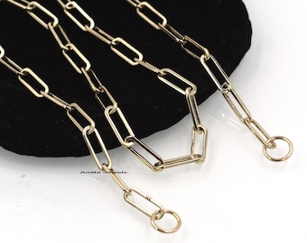 Handmade 14k Yellow Gold Paperclip Chain Necklace (12x4MM)
