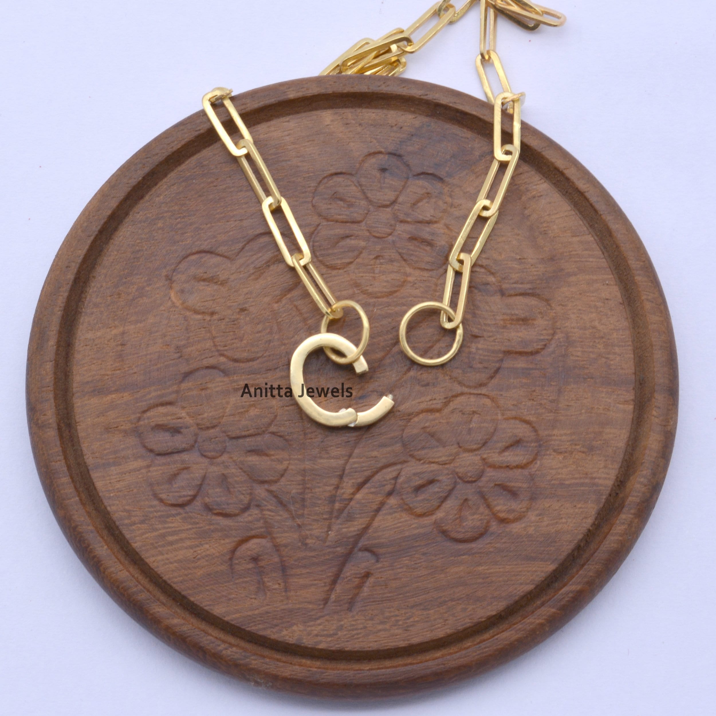 14k Gold Charm Holder 14k Gold Enhancer 14k Gold Push Lock Etsy