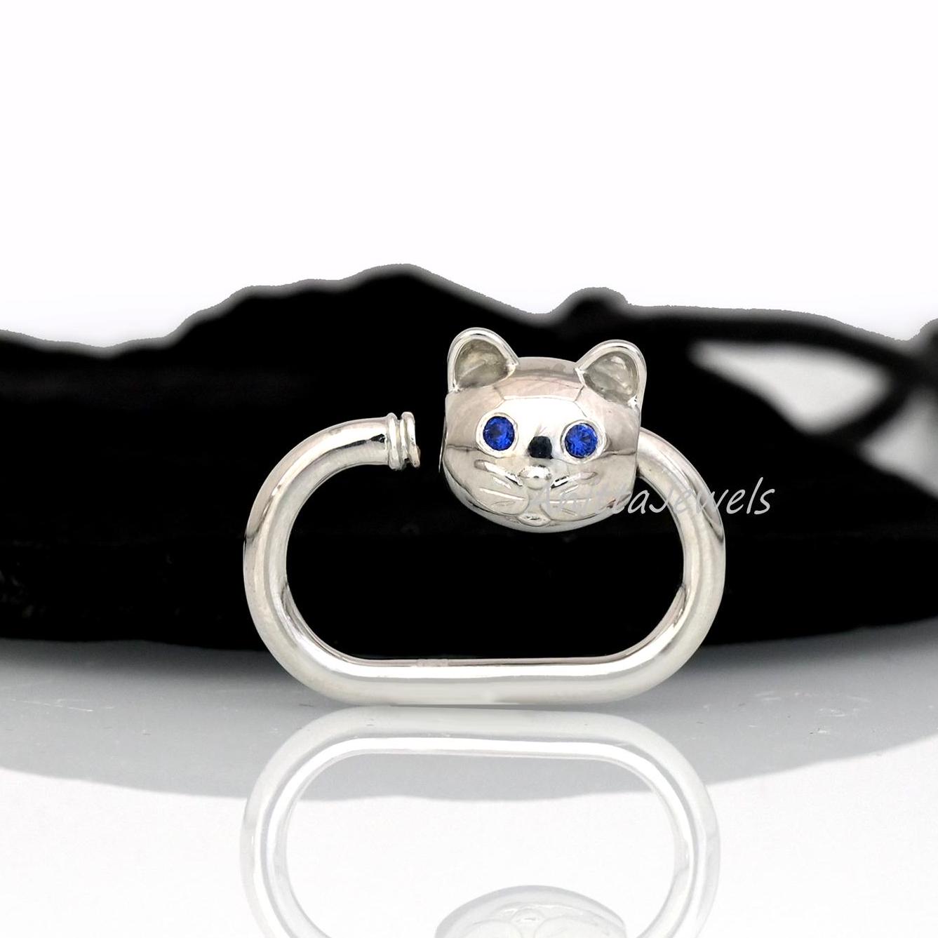 925 Silver Cat Carabiner Lock: Handmade Diamond Eye Clasp - View 7 - Anitta Jewels | SKU: etsy_777958237