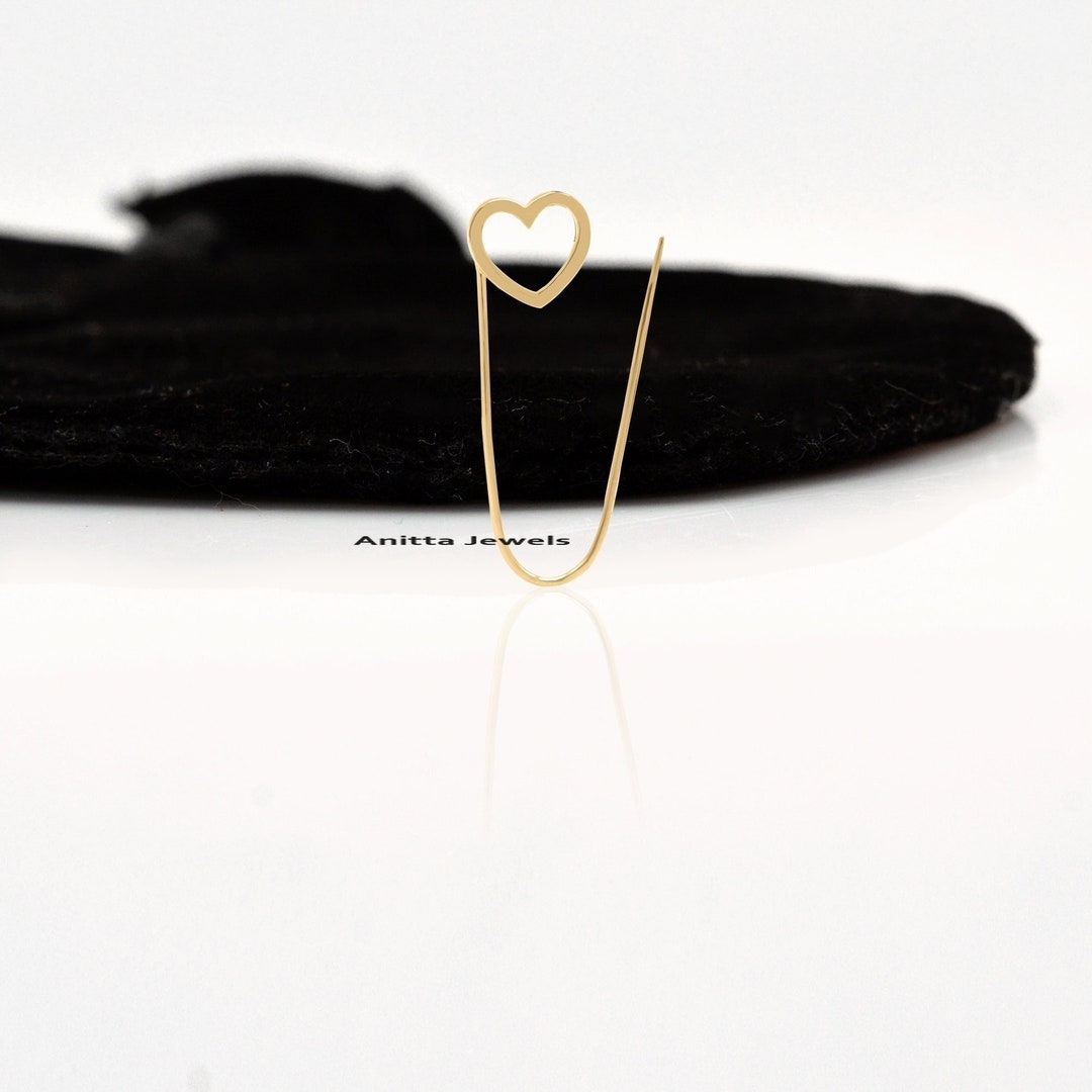 14k Gold Safety Pin Pendant, Safety Pin Enhancer, 14K Safety Pin Gold