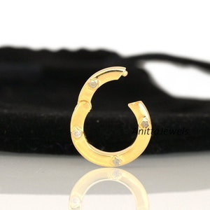 14k Gold Diamond Circle Charm Enhancer - Handmade Charm Connector