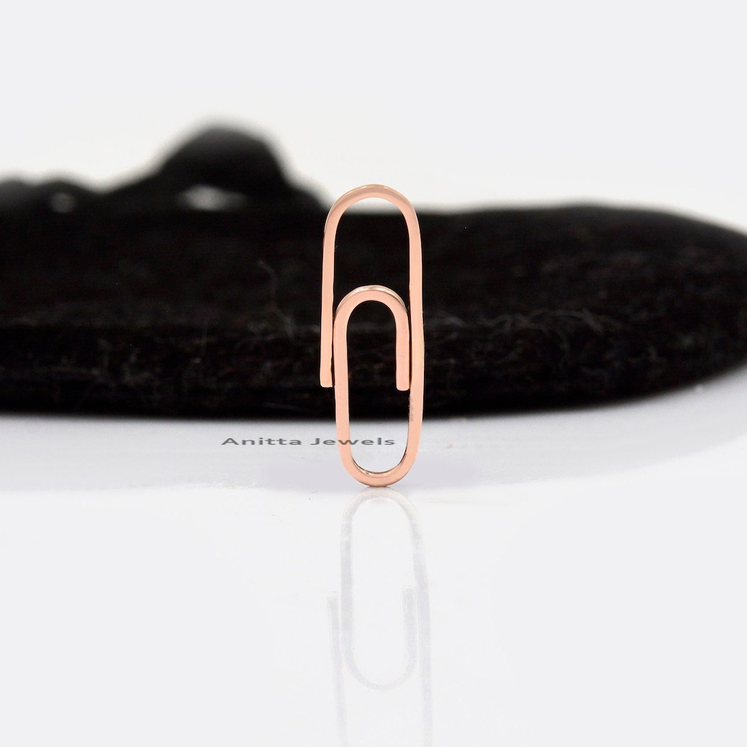 14K Solid Gold Paperclip Lock, Gold Wide Paper Clip Lock, Necklace