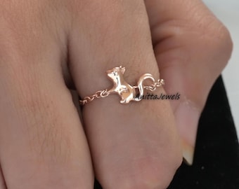 Handmade Sterling Silver Squirrel Ring: Animal Band