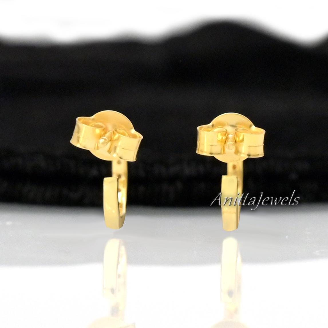 14K Gold Diamond Half Hoop Earrings: Huggie Style - View 4 - Anitta Jewels | SKU: etsy_1118700860