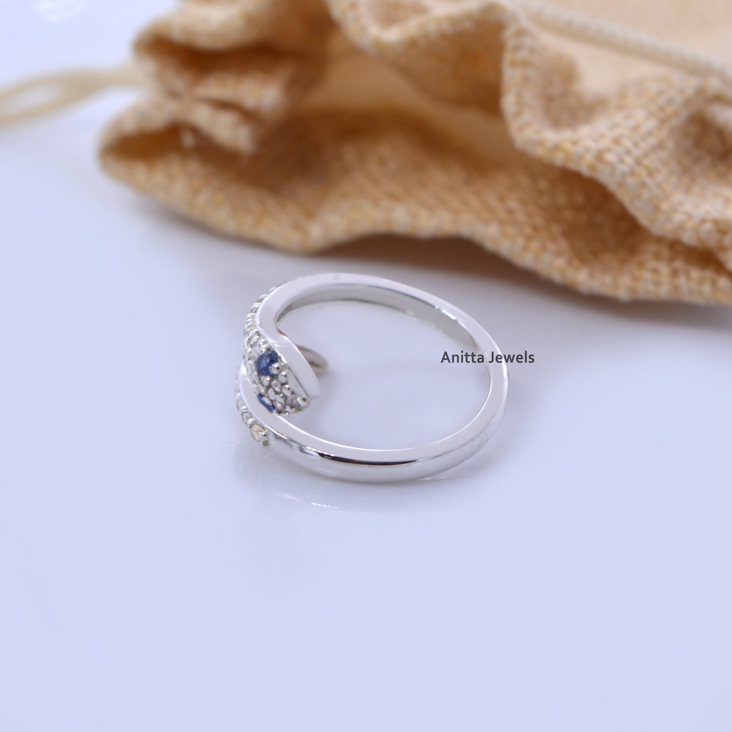 Pave Moissanite Snake Ring: Sterling Silver Serpent Animal Ring - View 4 - Anitta Jewels | SKU: etsy_918394134