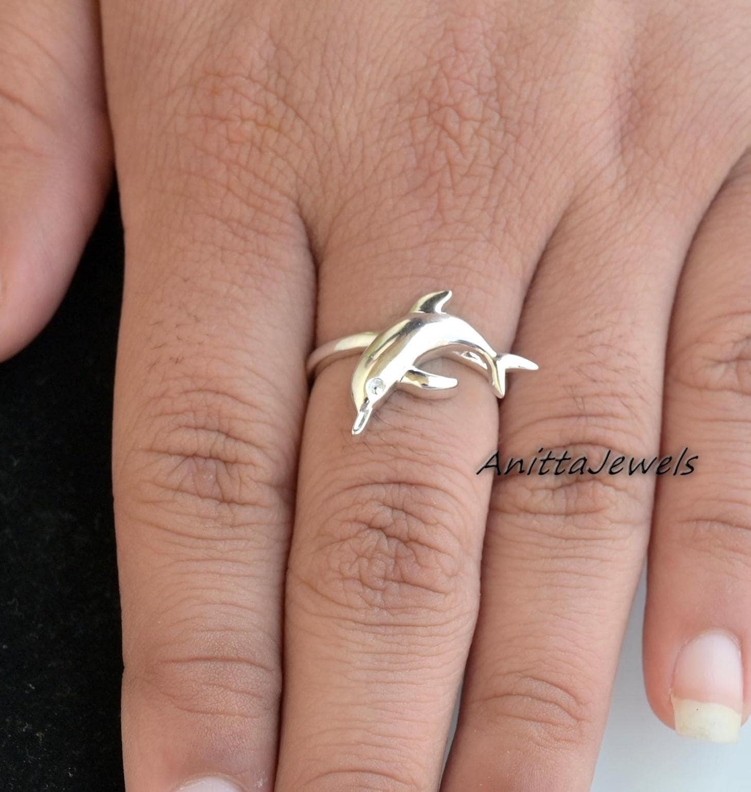 Sterling Silver Dolphin Ring: Ocean Jewelry - View 5 - Anitta Jewels | SKU: etsy_1725387056